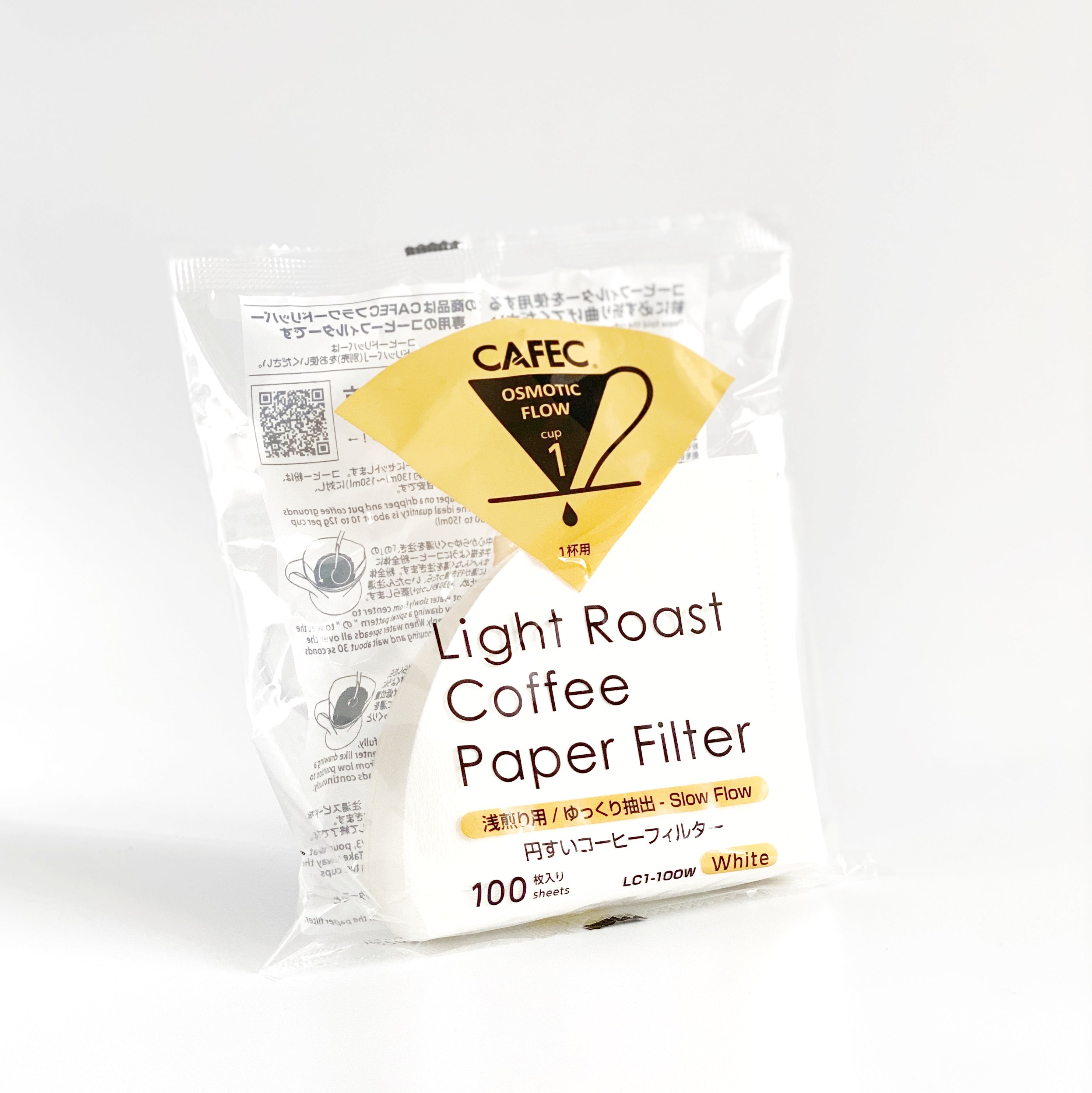 Cafec Light Roast Filter Paper - size 1 - for Hario V60 (100 pc) - Zwarte Roes