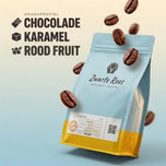 Smaakprofiel Giraldo single origin koffiebonen uit Colombia met tonen van chocolade, karamel en rood fruit, Zwarte Roes proefpakket