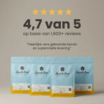 Zwarte Roes klantbeoordeling 4,7 van 5 sterren op basis van 1.600+ reviews voor het proefpakket verse koffiebonen